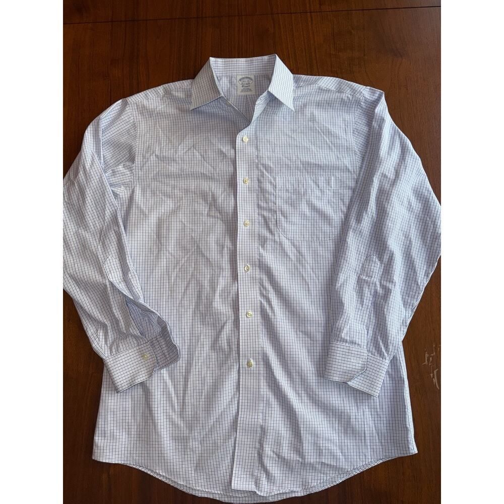 Brooks Brothers Non-Iron Supima Cotton Blue Check Dress Shirt - S 15.5-32